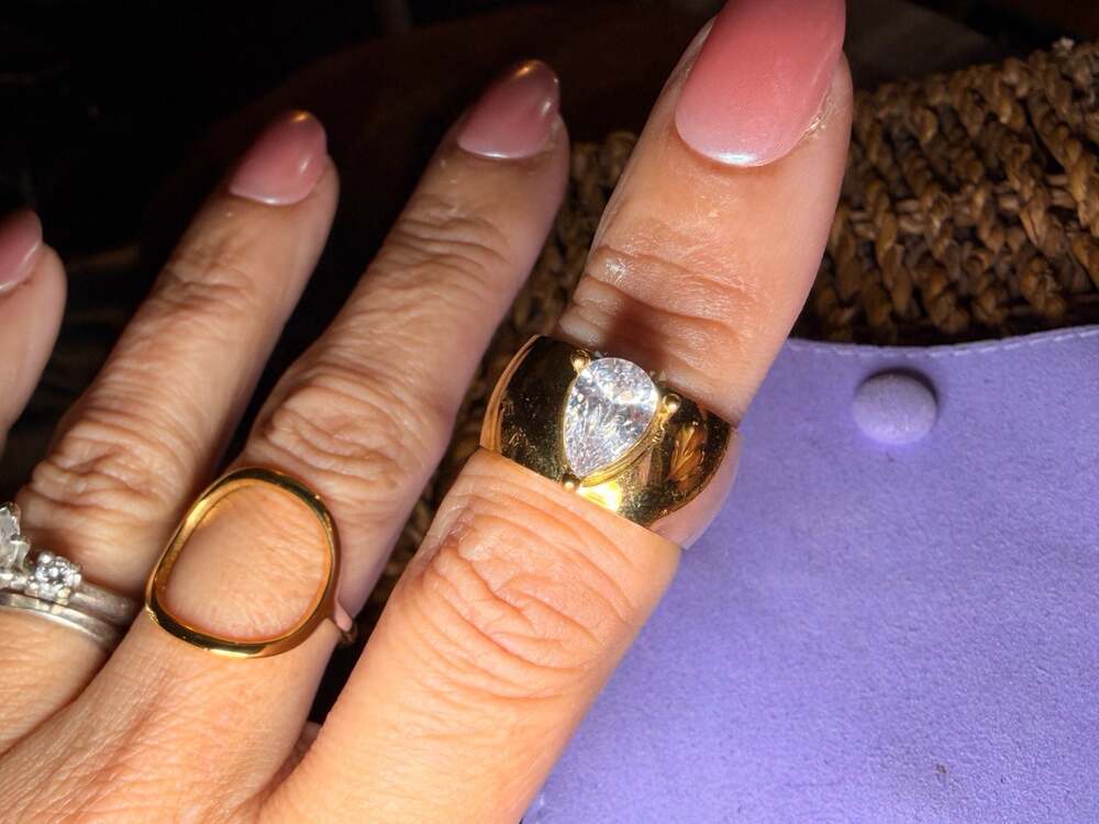 Mickey's Girl Zaria Teardrop Cubic Zirconia Gold Plated Stainless Steel Ring
